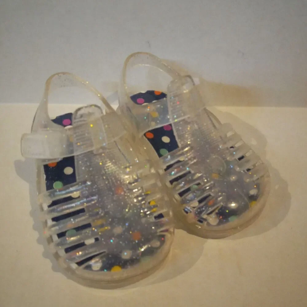 Infant Girls Jelly Sandals-Lot Of 2-Size 2-Clear-Orange-Glitter-Neon-Summer-Fun